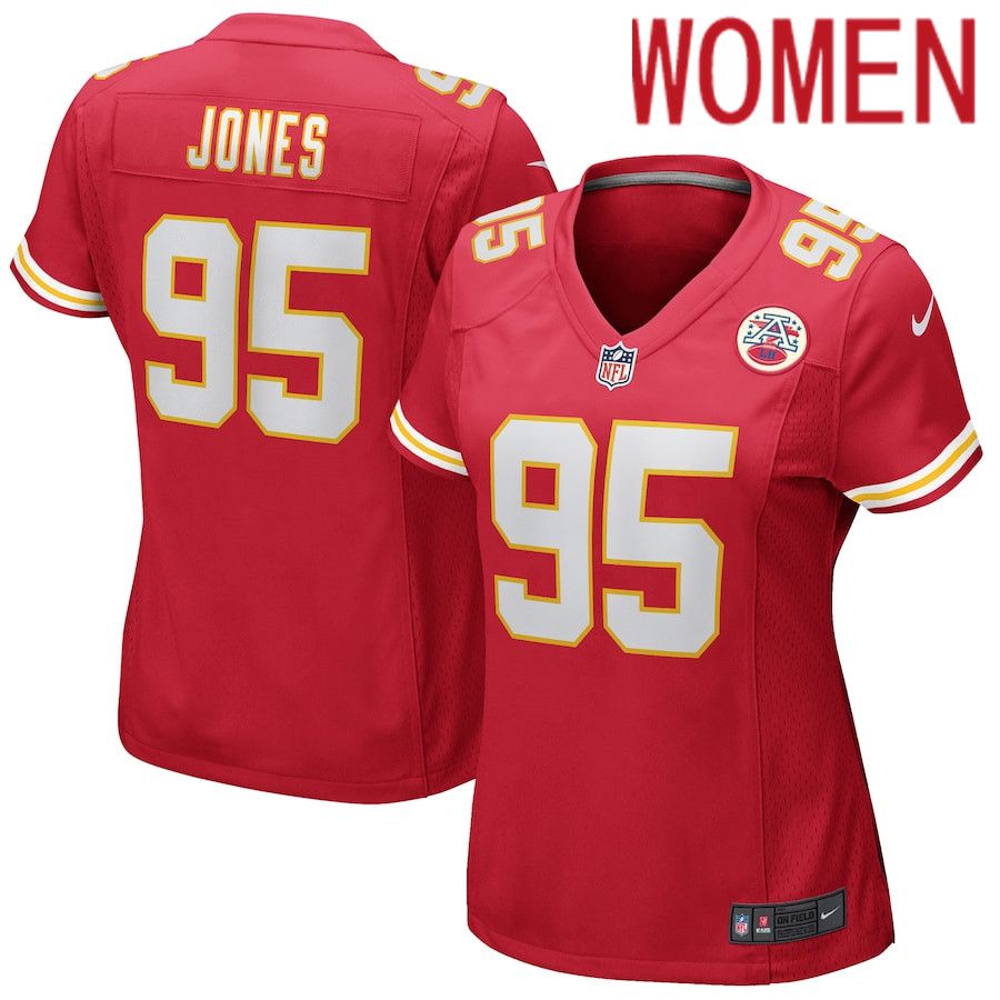 Women Kansas City Chiefs #95 Chris Jones Red Nike Game NFL Jersey->women nfl jersey->Women Jersey